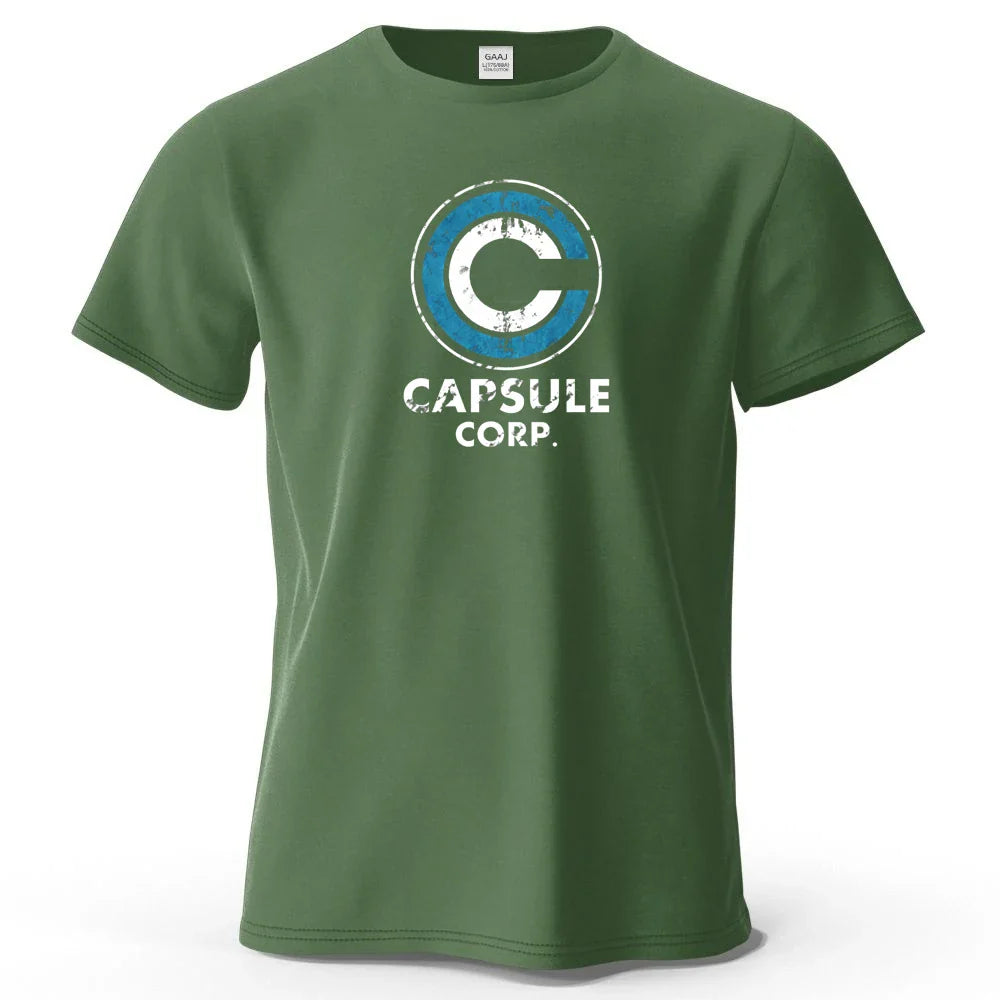 S-4XL Capsule Corp 100% Cotton Funny Printing Japan Anime Men T Shirt Tee Summer Streetwear Tops Fashion Brand Tshirt Clothing