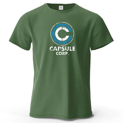 S-4XL Capsule Corp 100% Cotton Funny Printing Japan Anime Men T Shirt Tee Summer Streetwear Tops Fashion Brand Tshirt Clothing