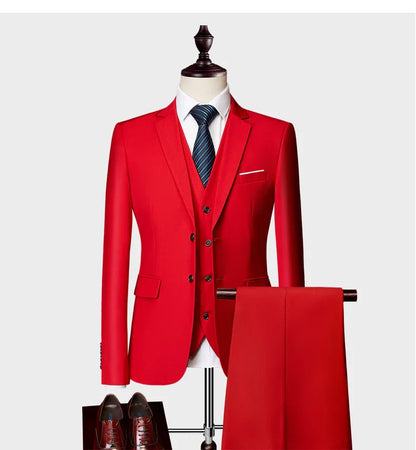 Men's Business Casual Suit for Weddings, Genuine Blazer, Vest and Pants, Big & Tall,Slim Fit Waistcoat, Dress Trousers, US Size