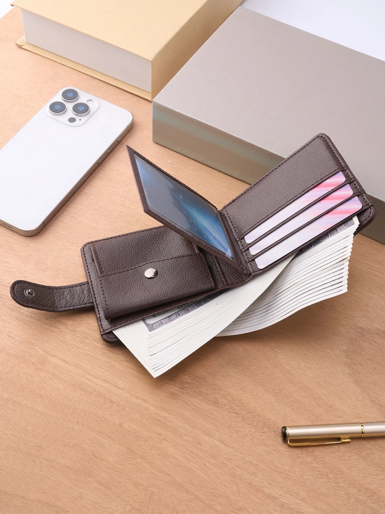 Portefeuille en cuir fin pour homme, porte-monnaie à fermeture éclair de qualité avec compartiment à monnaie, porte-cartes court décontracté pour homme pour un usage quotidien