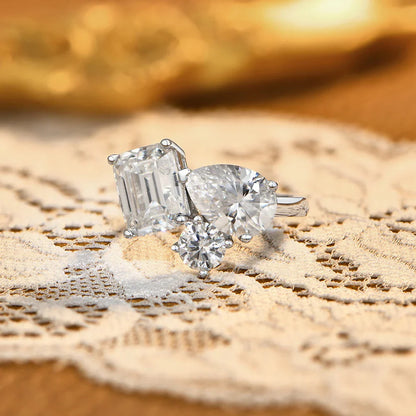 Total 5.5CT All Lab-Creatred Moissantie Ring for Women S925 Silver Engagement Ring Classic Wedding Engagemen Jewelry
