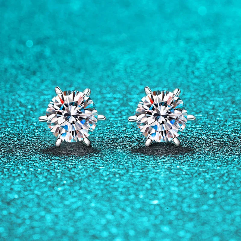 0.3-2ct GRA Moissanite Stud Earrings for Women Colorless Sparkling Wedding Ear Studs 100% S925 Sterling Silver Jewelry