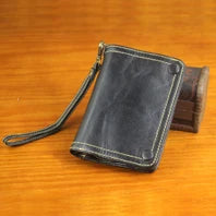 Fashion Genuine Leather Men Wallet Clutch Purse Male Bifold Money Clips with Hasp large capacity Card Wallet Short W/ Zip Pocket