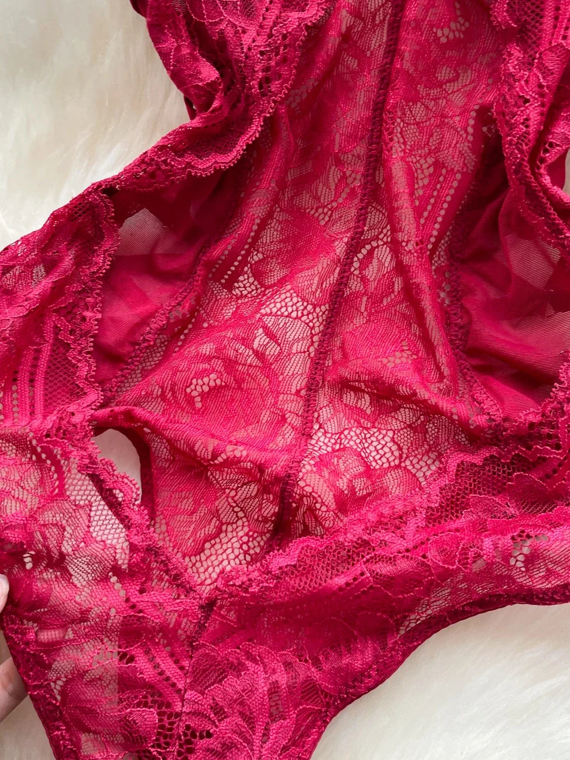 Sexy Lace Push Up Bodysuit See Through Mesh Patchwork Sleeveless Slim Thin One Pieces Elegant Women's Strappy Lingerie
