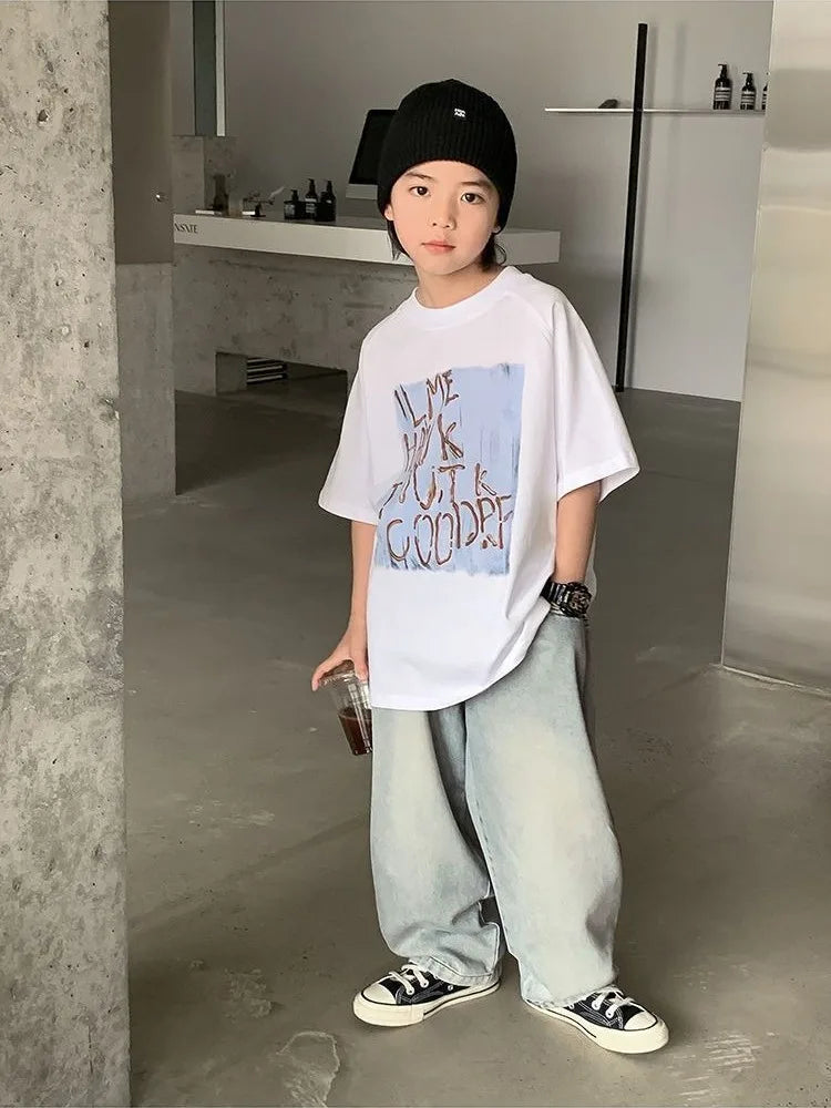 2026 Summer New Boys' Short Sleeved T-Shirt Cotton Baby Boy Summer Casual Tops Stylish Design