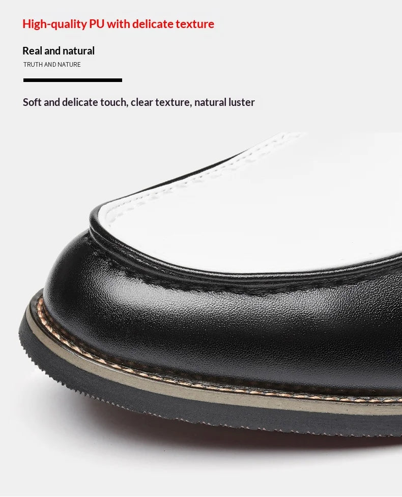 Luxury Brand Loafers Men's Black and White Color Leather Shoes Slip-on Fashion Soft-soled Casual Shoes Party Wedding Moccasin