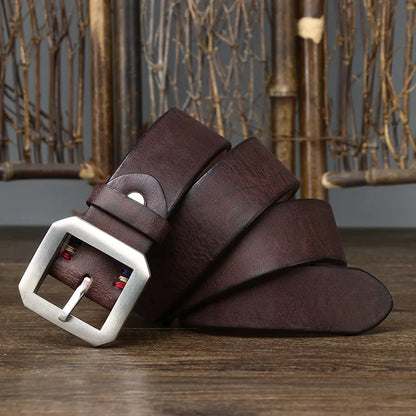 3.8CM Thick Cowhide Genuine Leather Casual Jeans Belt Men High Quality Stainless Steel Buckle Luxury Male Strap Cowboy Cintos