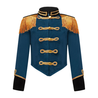 Boys Girls Drum Major Team Uniform Nutcrackers Costume Set Marching Band Tassel Jacket Coat Hat Outfits for Drummer Performance