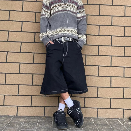 Hot Y2k Vintage Baggy Jeans Shorts Woman Streetwear Jorts Korean Harajuku Gothic Oversized Denim Pants Embroidery Summer