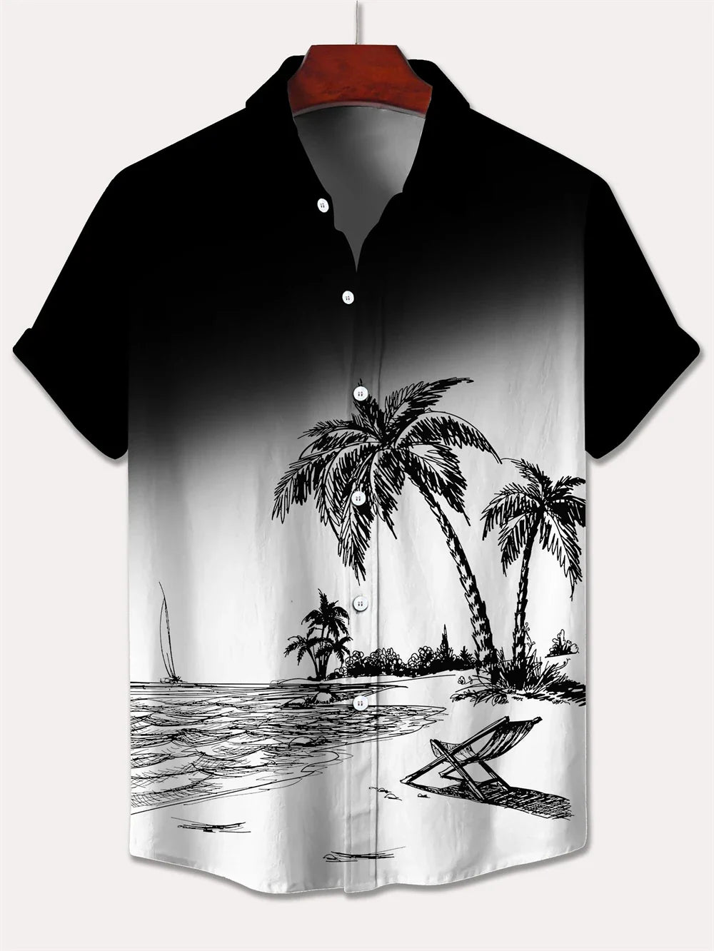 Hawaiian Shirt Man 3D Coconut Tree Gradient Pattern Casual Shirt Harajuku Fashion Oversized Top Funny Print Pink Men's Clothing
