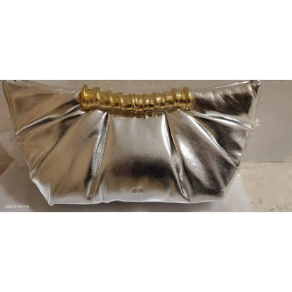 Leia Pleated Clutch Metal Fashion High-End Feel Dumpling Bag Soft Leather Luxury Party Bag Evening Clutch for Women