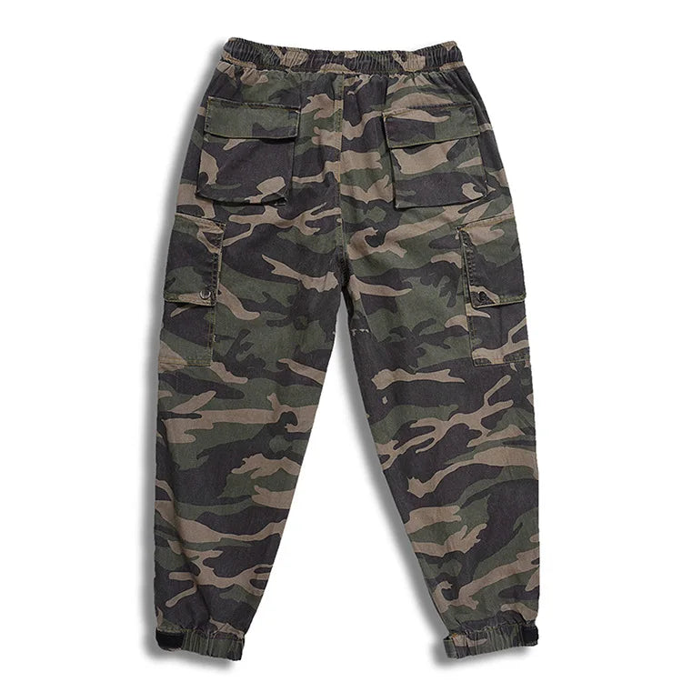 Big Size Men's Cargo Pant Elastic Waist Cotton Jogger Trouser Male Camouflage Loose Spring Pocket Extra Large Plus Baggy Hip Hop