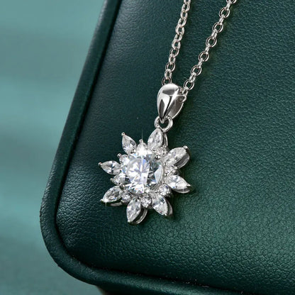 GRA Certified 6.5mm Round Moissanite Delicate Snowflake Pendant Necklace for Women 14K Gold Filled Fine Jewelry Gifts
