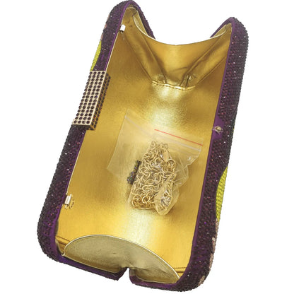 Novelty Toucan Bird Women Crystal Evening Bags Rhinestones Box Minaudiere Clutch Party Cocktail Handbag Diamond Chain Purse