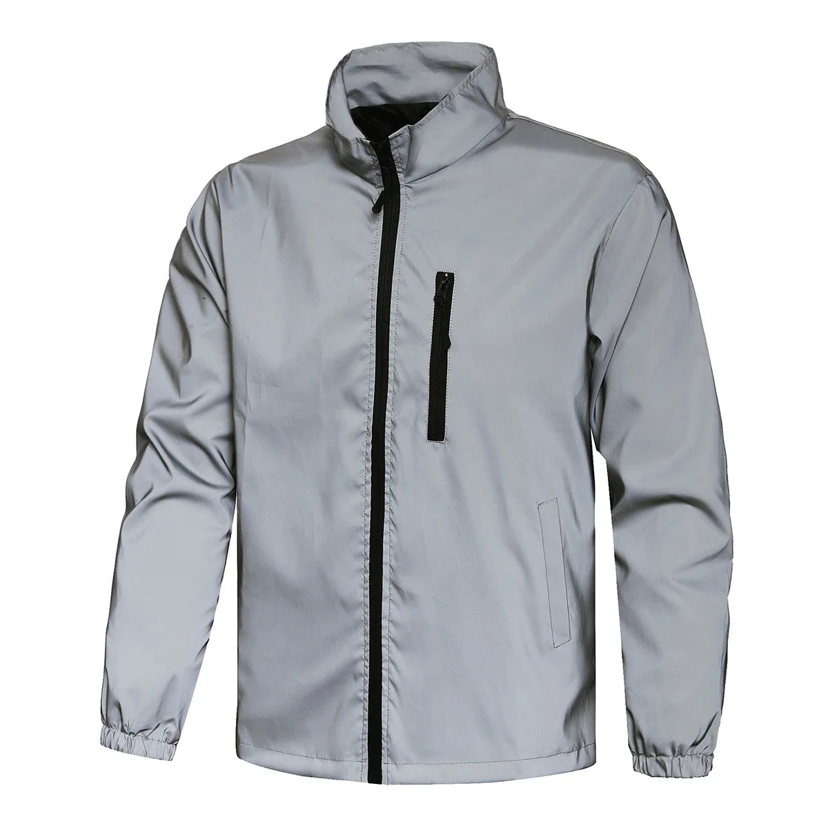 Spring New Men's Reflective Jacket Outdoor Night Running Cycling Windproof Safety Bright Fashion Stand Collar Casual Coats