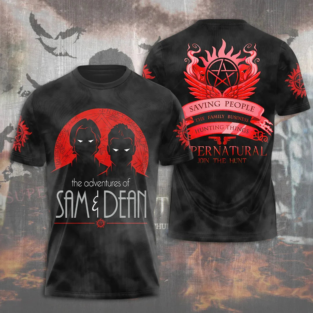 Summer Supernatural TV Series 3D Printing Tshirt Fashion Men Women Harajuku Short sleeve O-neck Tee Top Oversized Clothing