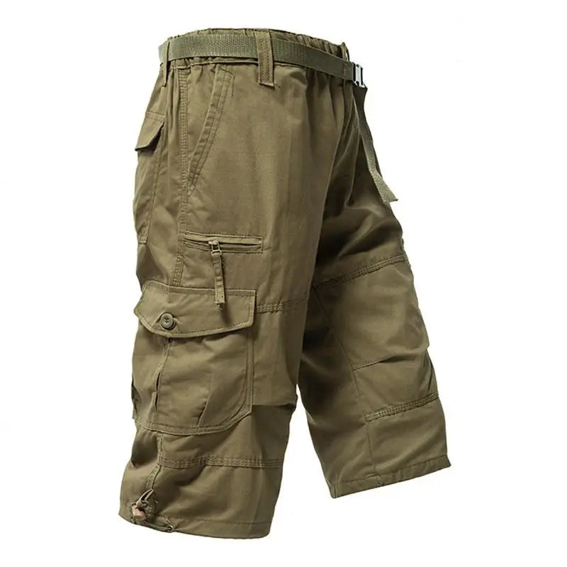 Men Summer Capri Pants Men Plus Size Multi Pocket Cargo Shorts Men Casual Outdoor Breathable Lightweight Daily Wear Street Style