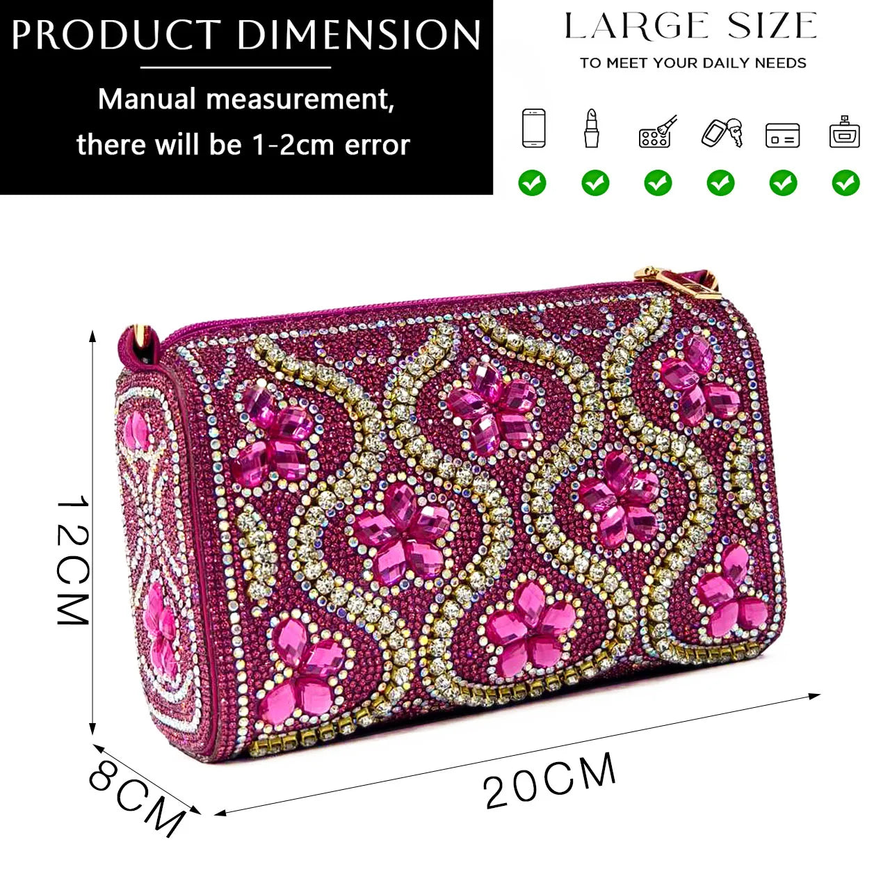 2024 Elegant Rhinestone Pointed-Toe Pumps With Matching Bag Set Large Capacity Bag for Women's Party High Heels