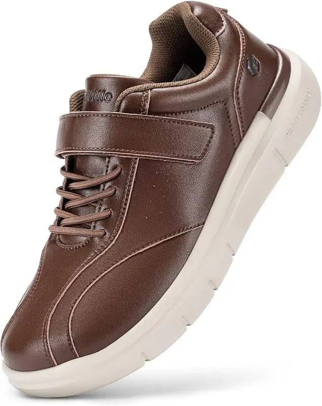 Men Wide Walking Shoes Casual Comfortable Oxford Shoe Lightweight Arch Support Non-Slip Leather Business Sneakers