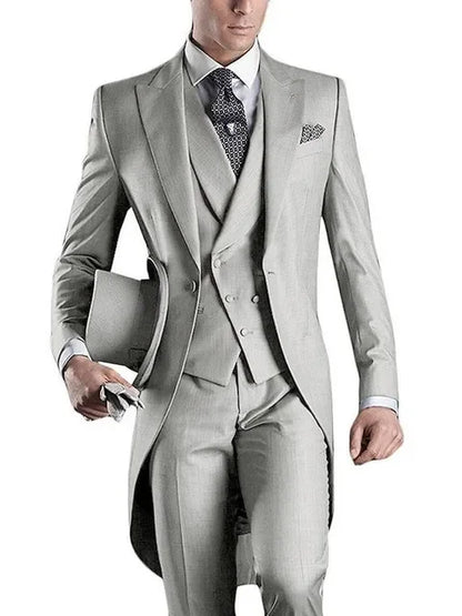 Costume Homme 3 Pieces Fashion Tuxedos Groom Wedding Men Suits Tuxedo Terno Masculino De Pour Hommes Blazer (Jacket+Pants+Vest)