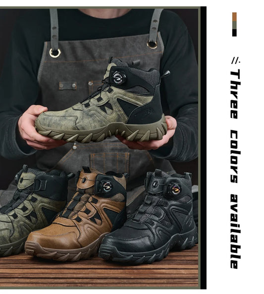 Safety Rotating button  Boots Men Outdoor tactical boots Indestructible shoes Puncture-Proof Work Boots Steel toe shoes Sneakers