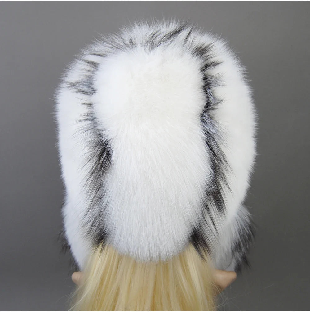 Hot Sale Lady Winter Warm Luxury 100% Natural Fox Fur Hat Fashion Fluffy Fox Fur Rex Rabbit Fur Caps Women Real Fur Bomber Hats