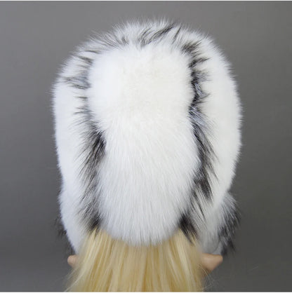 Hot Sale Lady Winter Warm Luxury 100% Natural Fox Fur Hat Fashion Fluffy Fox Fur Rex Rabbit Fur Caps Women Real Fur Bomber Hats