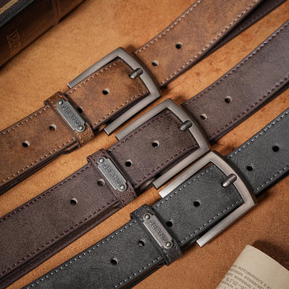 A casual, individual and retro belt, Western-style clothing accessory, metal buckle, PU belt, suitable for both men and women