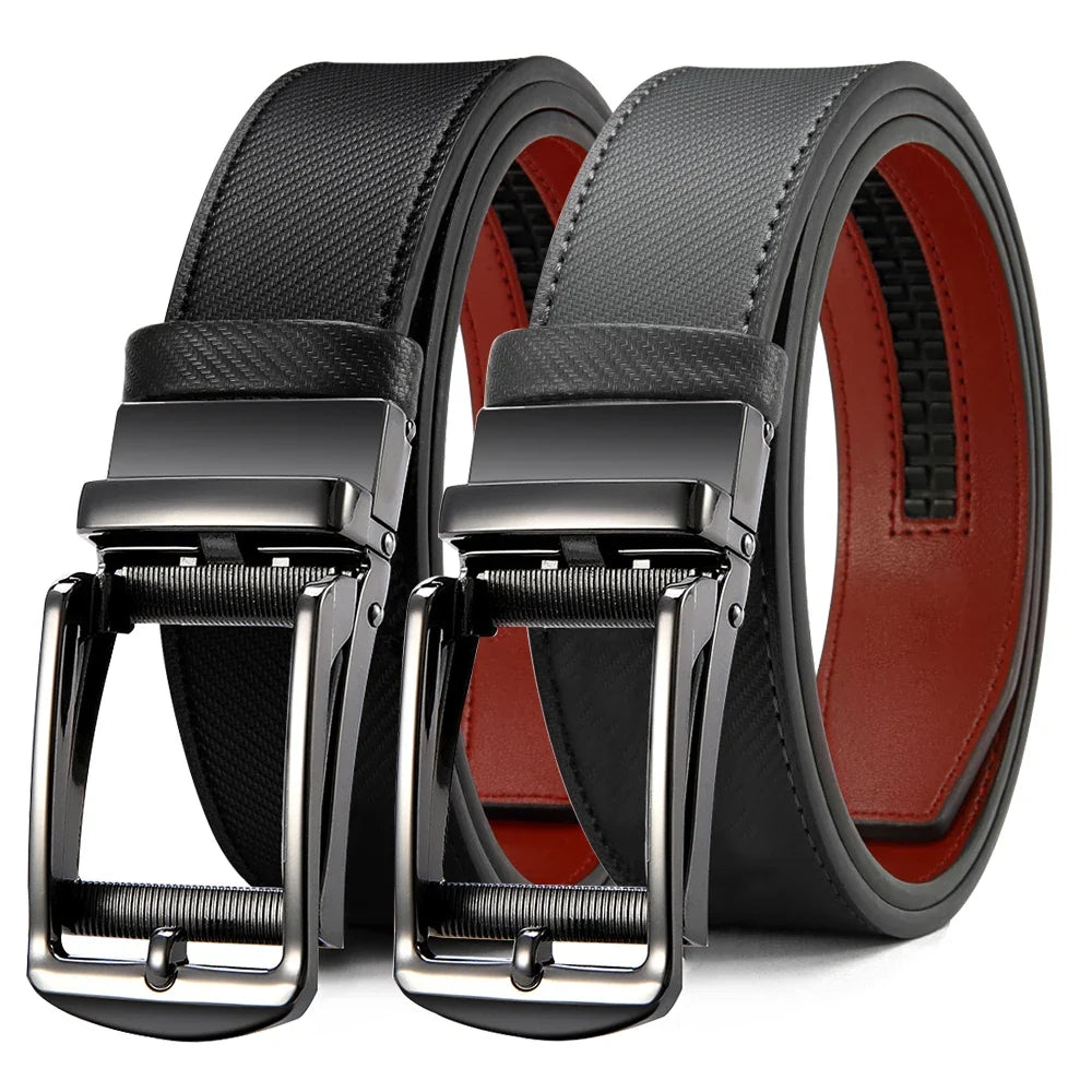 Mens Belt Genuine Leather Luxury Belt Metal Automatic Alloy Buckle Fashion Ratchet Belts for Men Cowhide High Quality Belt
