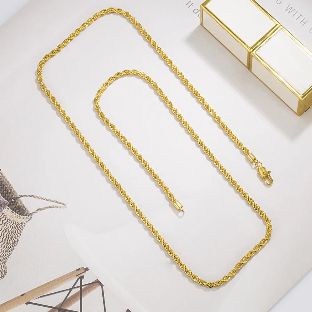 Men 100%925 Sterling Silver 3mm Twist Rope Chain Necklace Women Diamond Cut Clasp Box Chain 16-30 inch Chocker Jewelry Boy Gifts