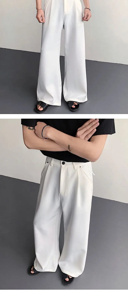 2023 New Black Suit Pants Men Fashion Social Mens Dress Pants Korean Loose Oversized Wide Leg Pants Mens Formal Trousers M-2XL
