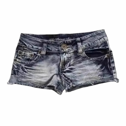 Y2K Flag Graphic Print Fashion British Style Mini Shorts Harajuku Pocket Denim Shorts Women Goth Slim Sexy Low Rise Short Pants
