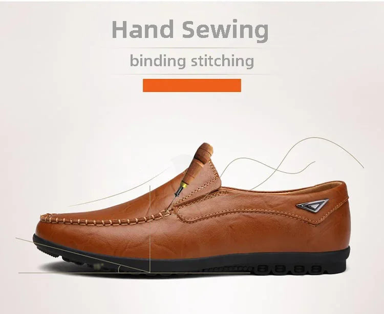 Genuine Leather Men Casual Shoes Luxury Brand Mens Loafers Moccasins Breathable Slip on Black Driving Shoes Plus Size 37-47