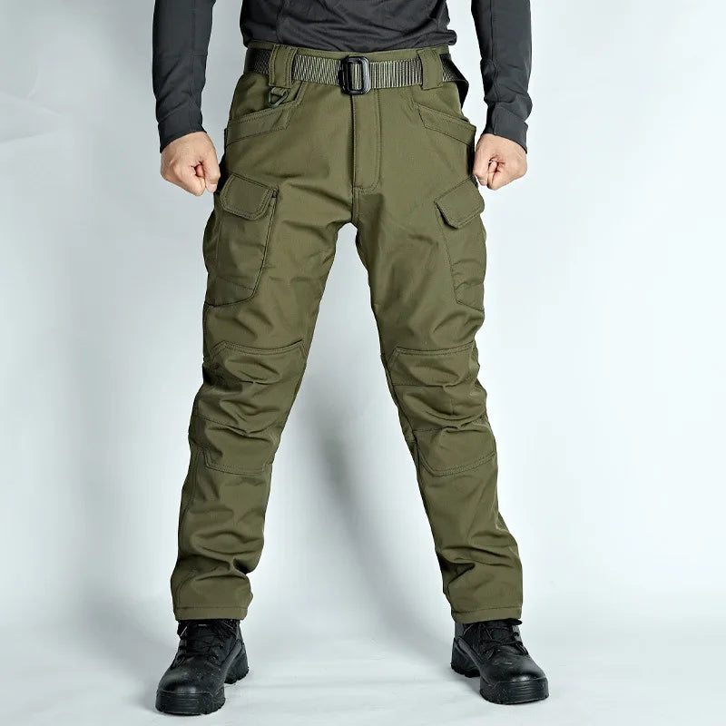 2024 City Cargo Pants Men Winter Tactical Fleece Sharkskin Warm Trousers Outdoor Waterproof Multi-Pocket Climbing Trekking Pants