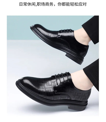 Spring Summer Increase Leather Shoes for Man Lace Designer Business Casual Shoes Male Fashion British Style Dress Shoe Man