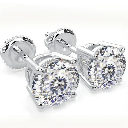 100% S925 silvery Portuguese cut D moissanite screw back 4 prong stud earring for women golden plated yellow golden plated  GRA