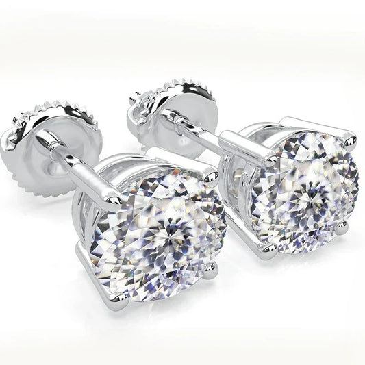100% S925 silvery Portuguese cut D moissanite screw back 4 prong stud earring for women golden plated yellow golden plated  GRA