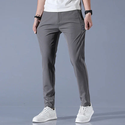 2026 Spring Summer Men's Ice Silk Golf Casual Slim Straight Thin Trousers Male Fashion Stretch Breathable Jogging 28-38