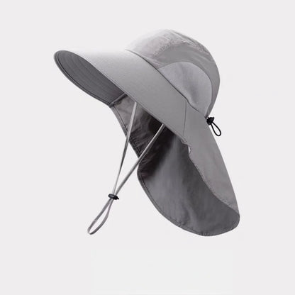 Men Women Wide Brim Sun Hat With Neck Flap Adjustable Breathable Safari Cap For Fishing Hiking Cycling Outdoor Sports