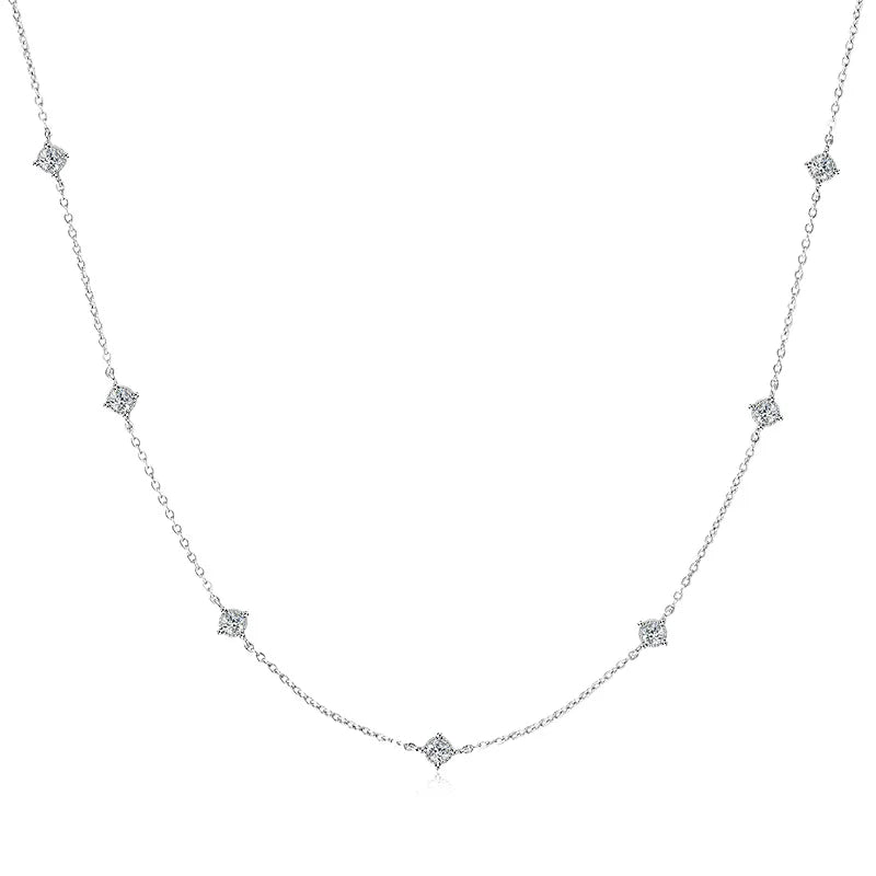 Collar Plata 925 Sterling Silver Choker Necklace For Women Round Cut 3mm Moissanite Necklaces Clavicle Chain Jewellry Gift