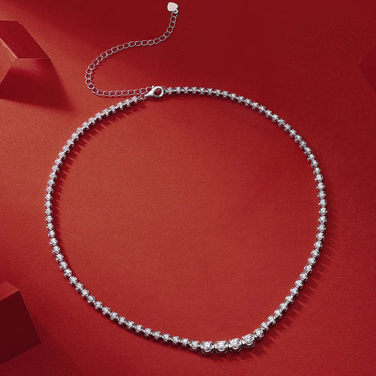 Moissanite Tennis Necklace for Women S925 Sterling Silver Plated Gold 1.2 Carat Diamond Chain Necklaces Wedding Party Jewelry