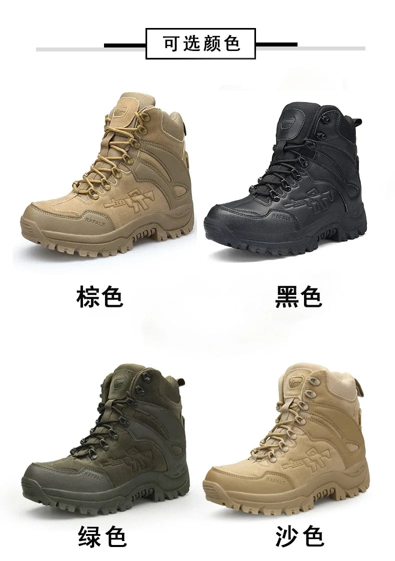 New Men Tactical Boots Army Breathable Desert High Quality Unisex Waterproof Male Hunting Boots Ankle Work Climbing Hiking Shoes