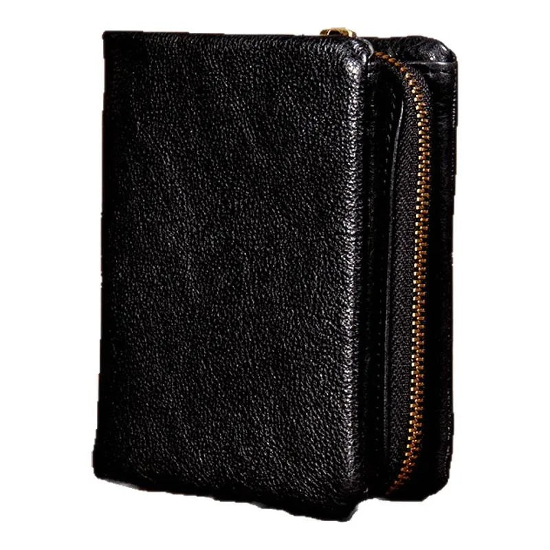 Original vegetable tanned cowhide short wallet, retro top layer cowhide wallet, handmade genuine leather multifunctional wallet