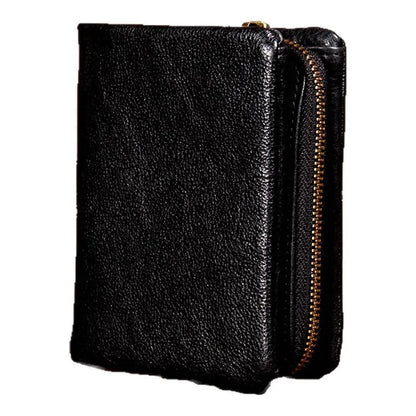 Original vegetable tanned cowhide short wallet, retro top layer cowhide wallet, handmade genuine leather multifunctional wallet