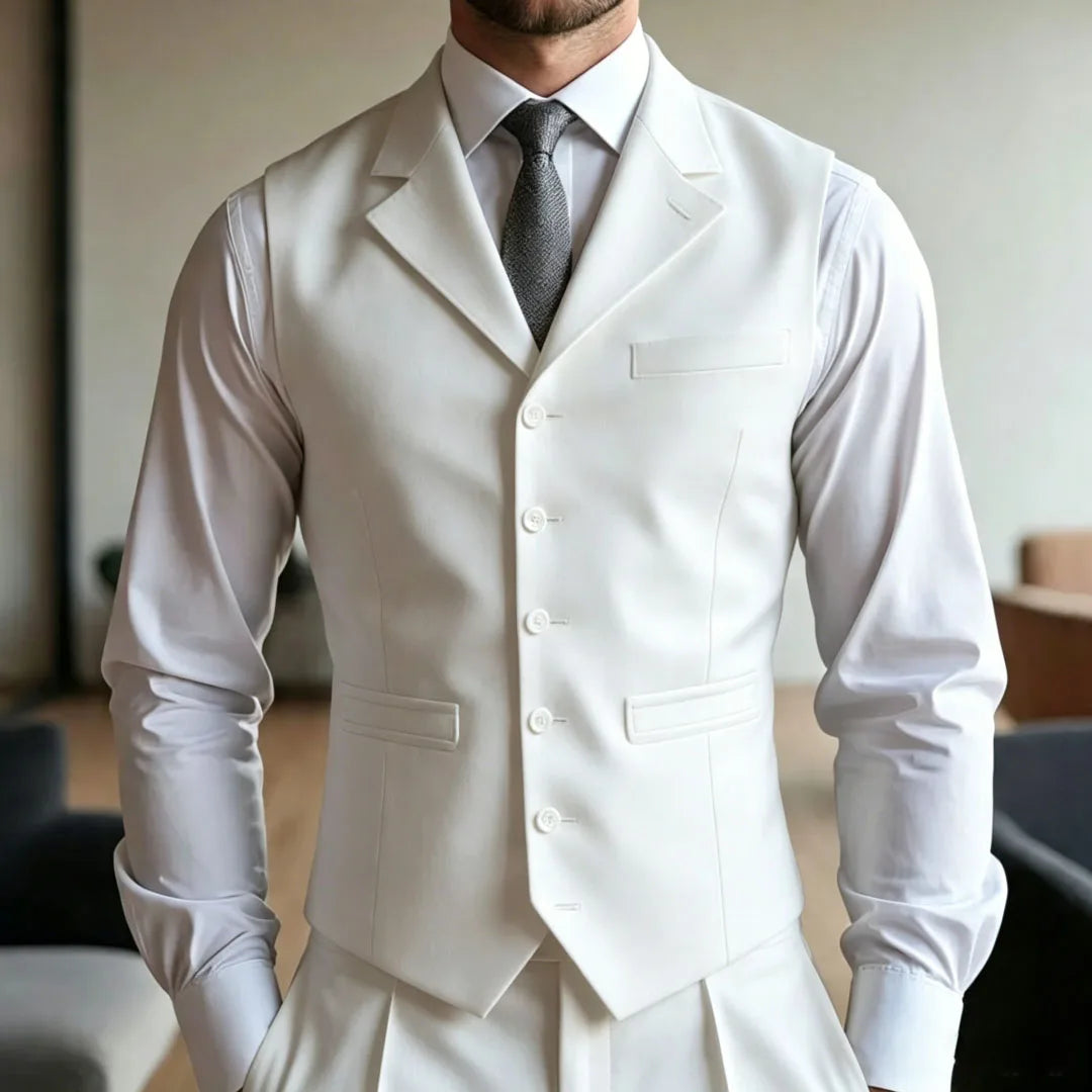 Men Vest Dark Blue With Lapel Single Button Waistcoat For Wedding Groom Banquet Business Work Office Casual Daily Men Suit Vest