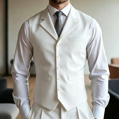 Men Vest Dark Blue With Lapel Single Button Waistcoat For Wedding Groom Banquet Business Work Office Casual Daily Men Suit Vest