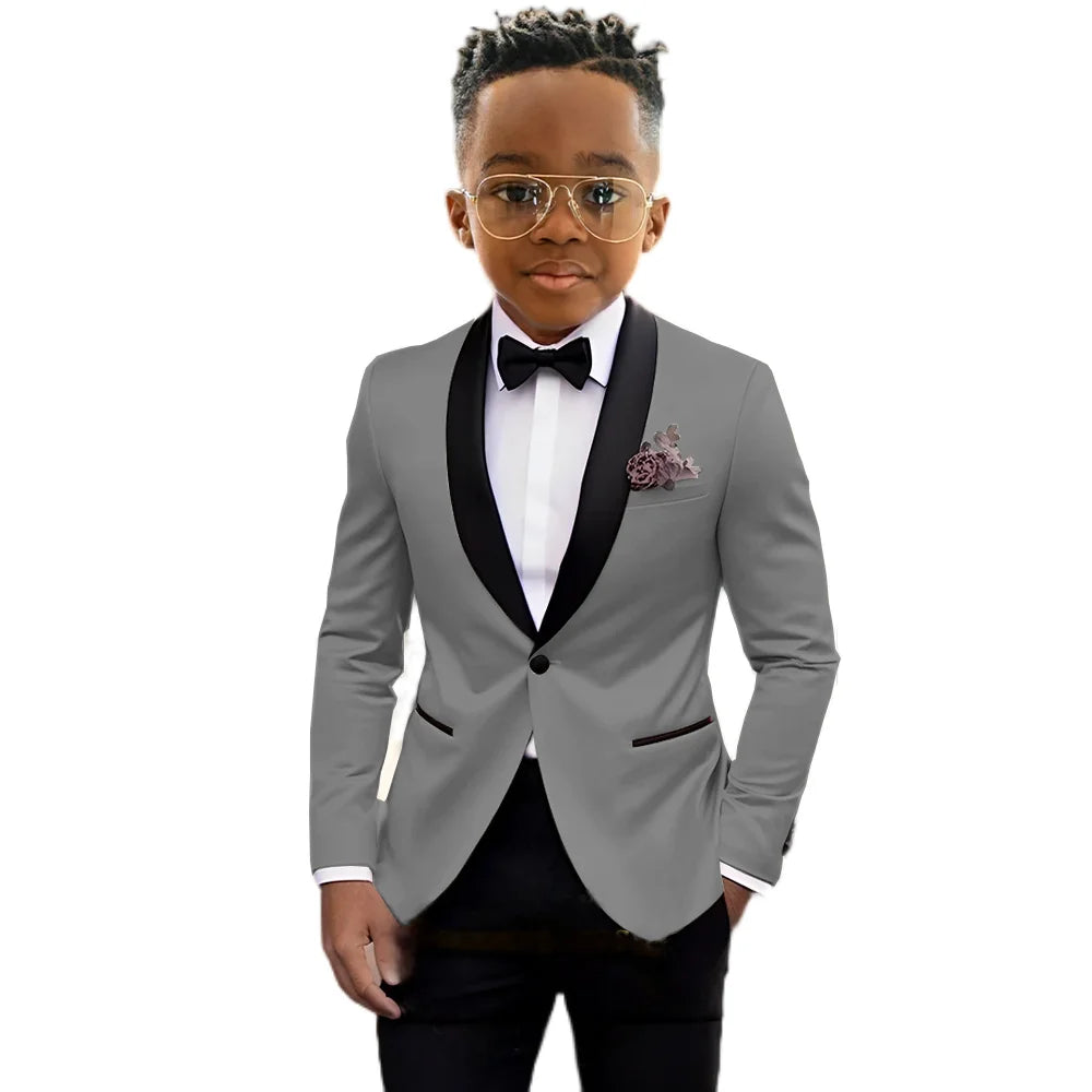 2026 New Classic Shawl Lapel Boys Slim Fit Suits 2 Pieces Wedding Guest Outfit Formal One Button Children's Tuxedo Party Wear