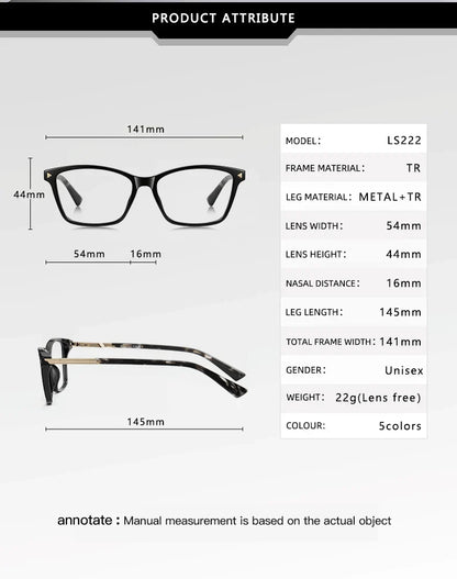 Fashion Personalized Geometric Simple Design Women's Anti-Blue Light Reading Glasses Men Customizable Prescription LS222