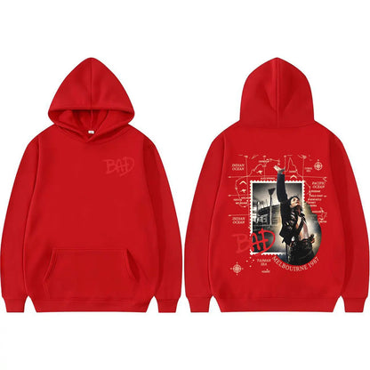 King of Pop Michael Jackson Bad Tour Pullovers Men Women Retro 80s Harajuku Fashion Hoodies High Quality Casual Cozy Sweatshirts