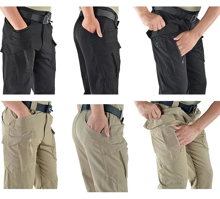 Men's Tactical Cargo Pants Military Style Joggers with Multiple Pockets Outdoor Elastic Waist for Spring Autumn Hiking Camping